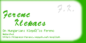 ferenc klepacs business card